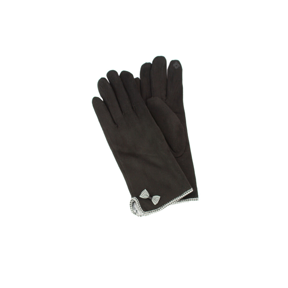 (One size, Black) Eastern Counties Leather Womens/Ladies Gaby Faux Suede Touch Screen Gloves