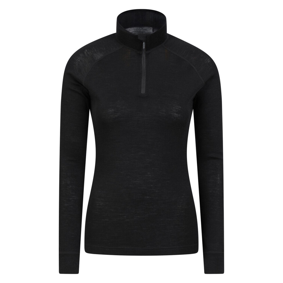 Mountain Warehouse Women's Black / Merino Wool Zip Neck Thermal Top