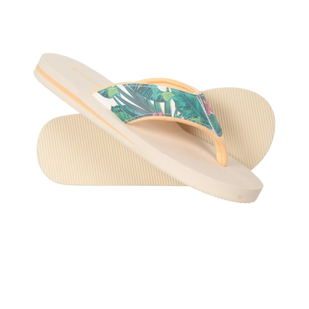 (7 UK, Beige/Green) Animal Womens/Ladies Swish Floral Recycled Flip Flops