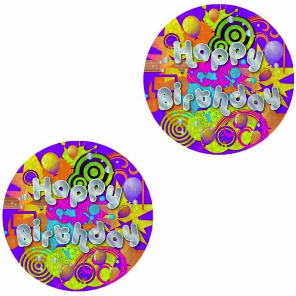 Holographic Happy Birthday Badge