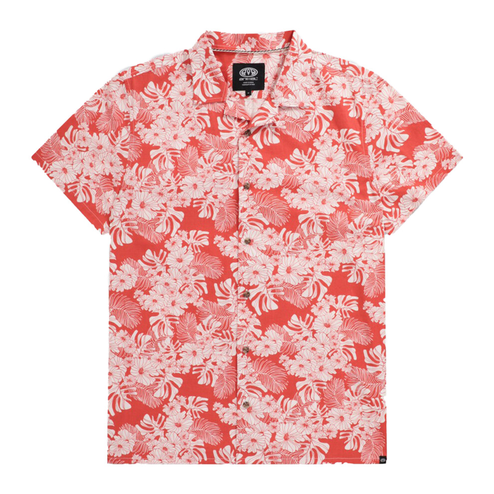 (S, Red) Animal Mens Will Floral Organic Shirt