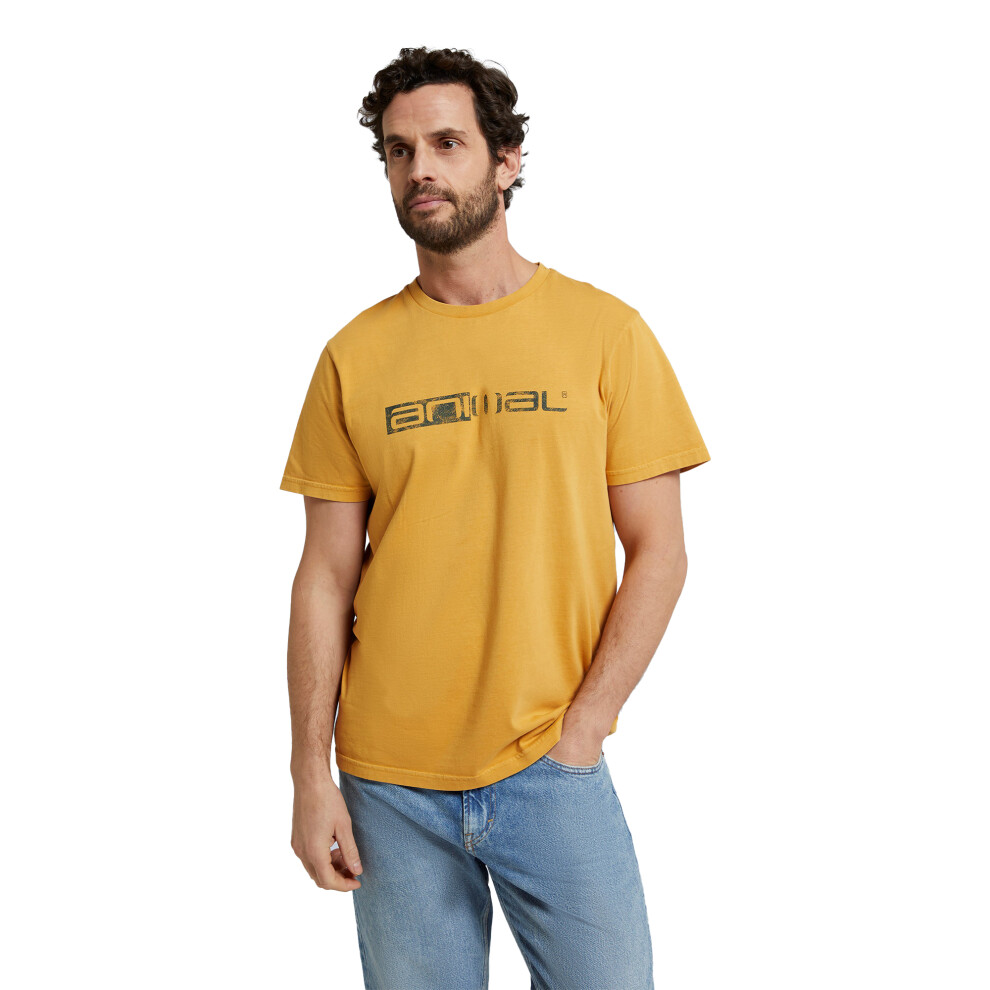 (XS, Yellow) Animal Mens Jacob Back Print Organic Logo T-Shirt