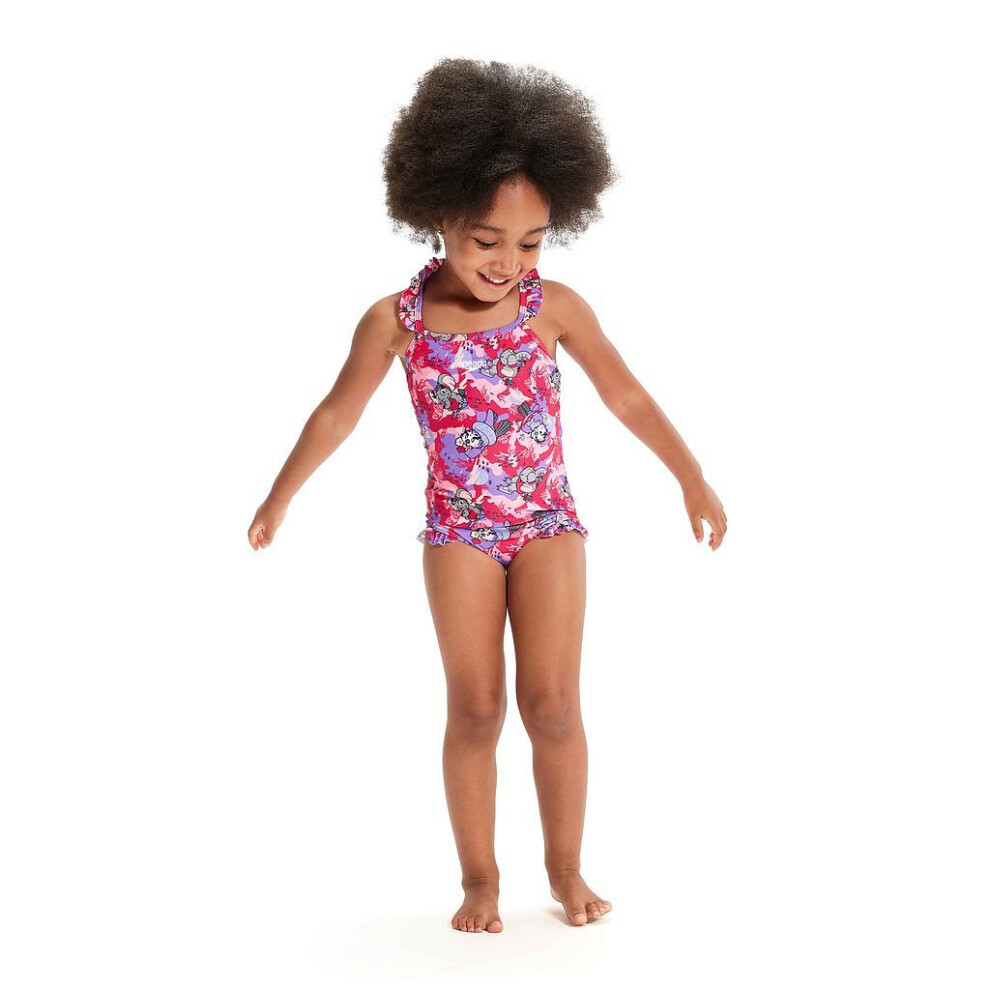 (3 Years, Pink/Purple) Speedo Baby Girls Learn To Swim Printed Thin Strap Frill One Piece Swimsuit