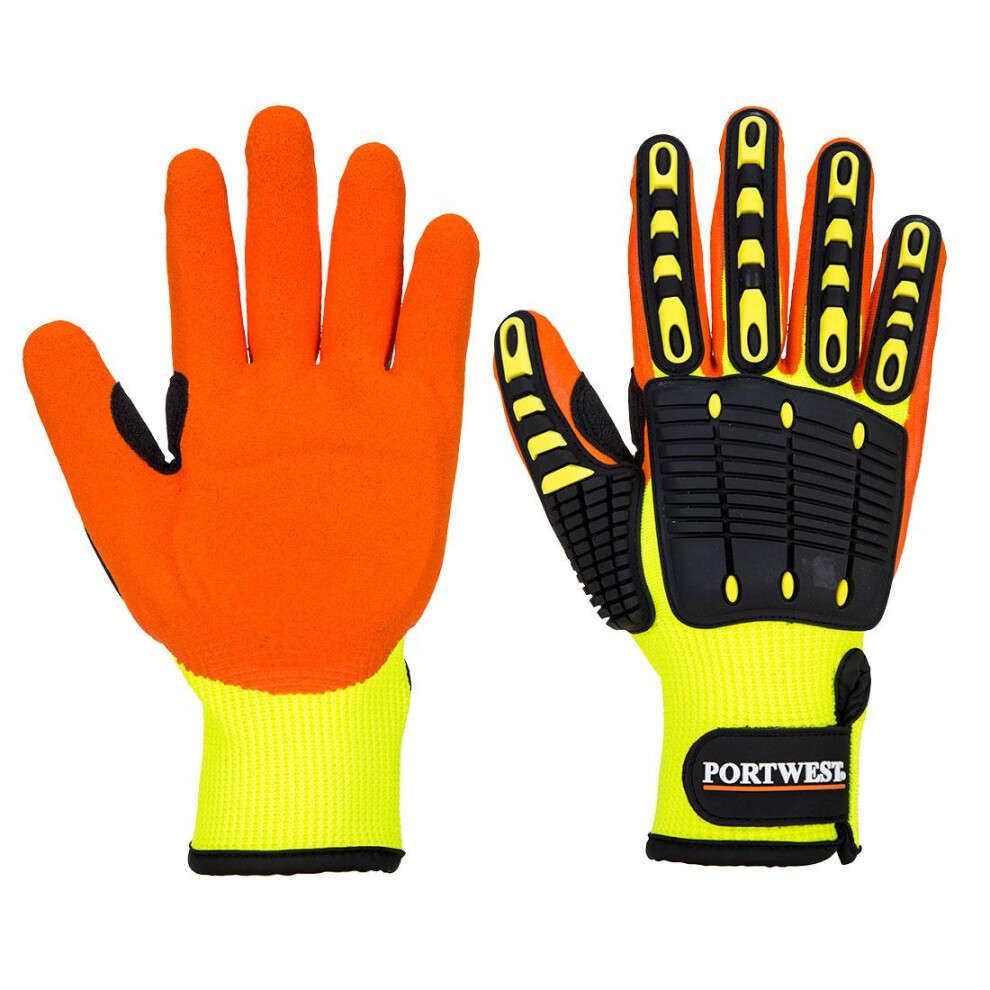 (L, Yellow/Orange) Portwest Unisex Adult A721 Impact Resistant Grip Glove