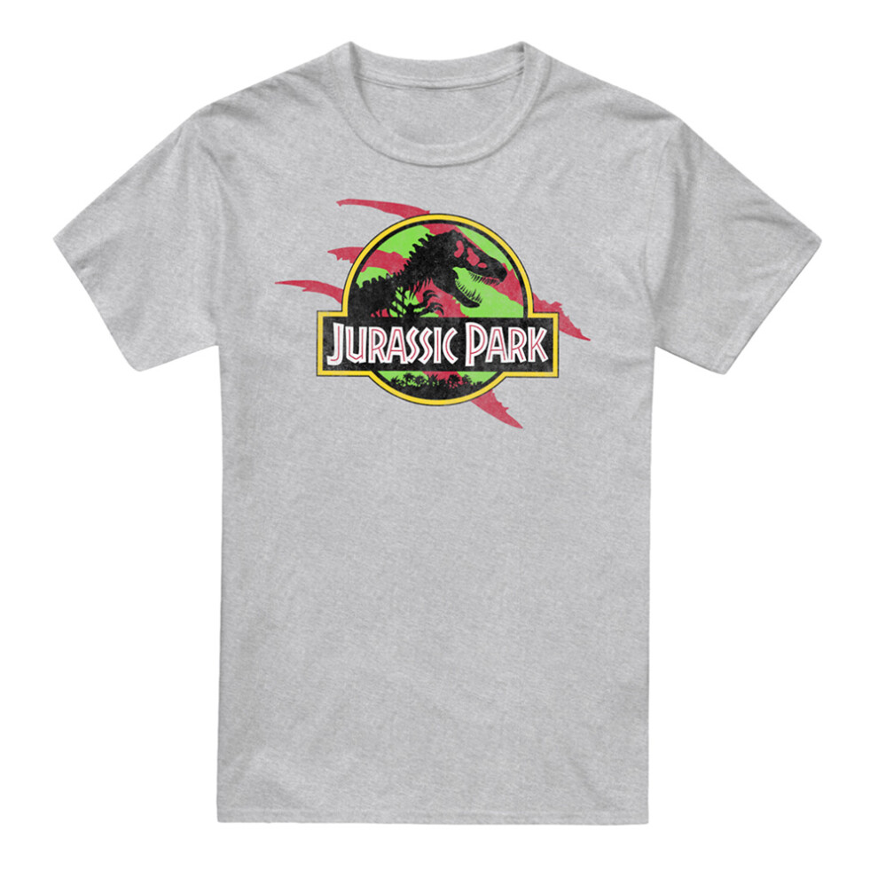 (L, Heather Grey) Jurassic Park Mens Truck T-Shirt