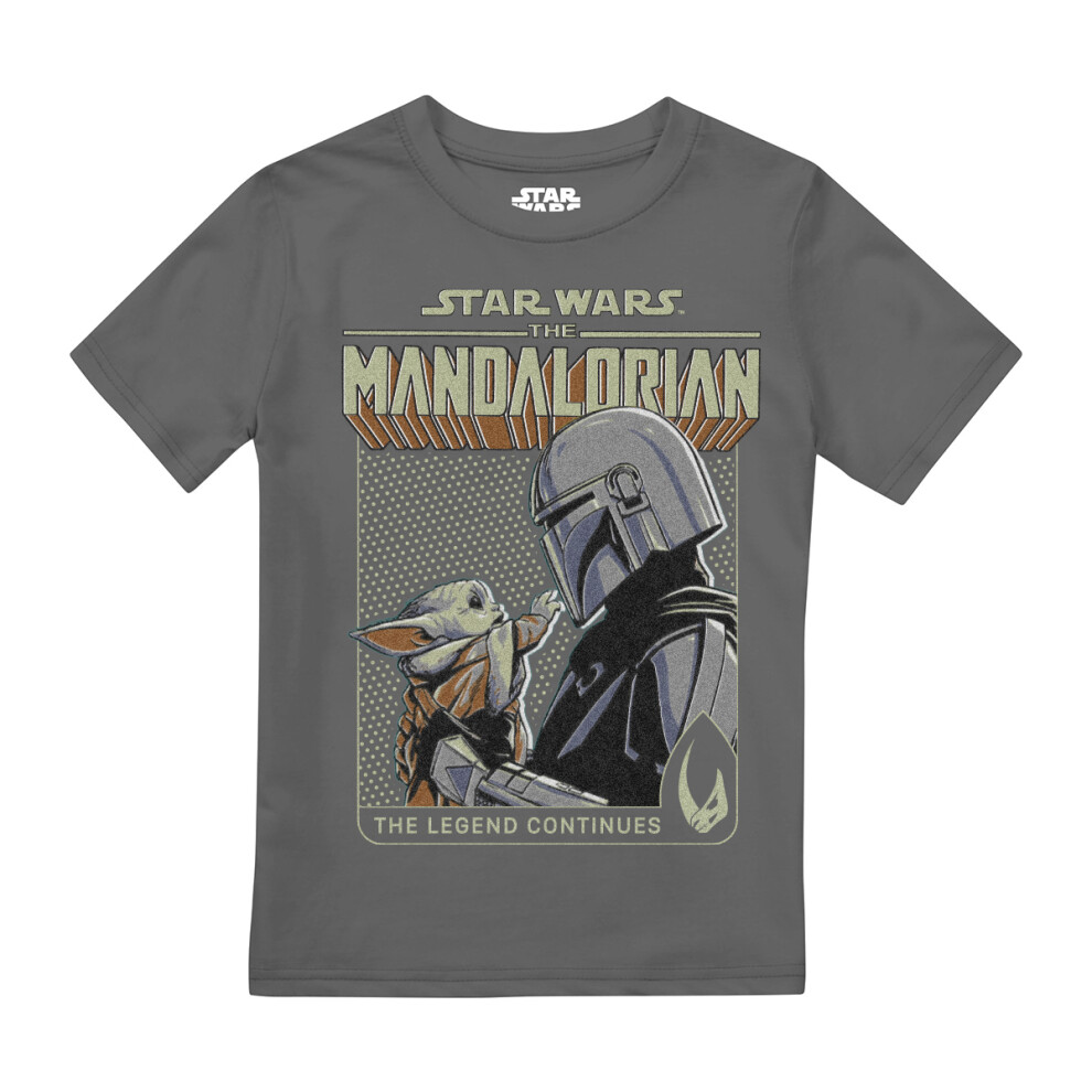 (12-13 Years, Charcoal) Star Wars: The Mandalorian Childrens/Kids The Legend Continues Grogu T-Shirt