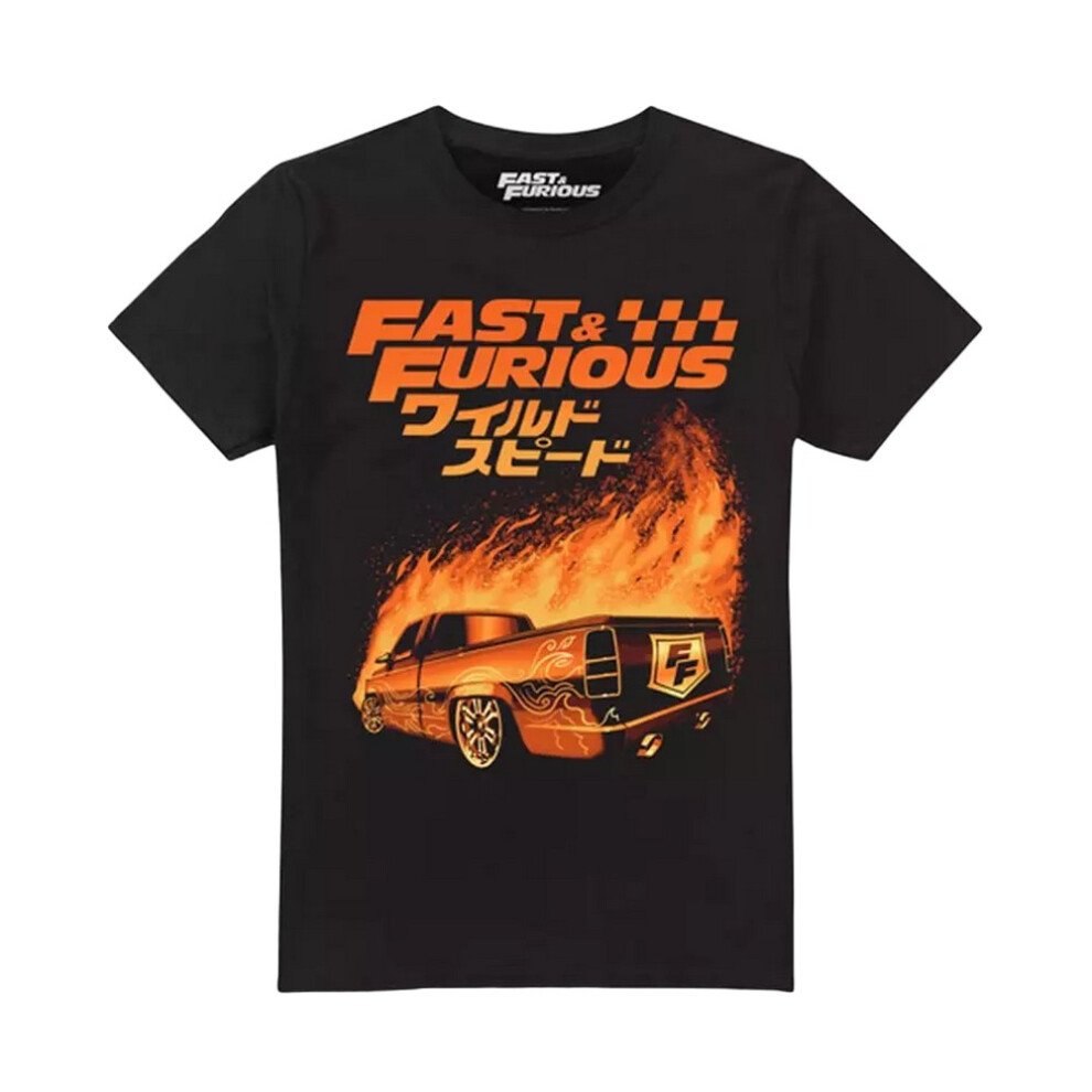 (XXL, Black) Fast & Furious Mens Fire T-Shirt