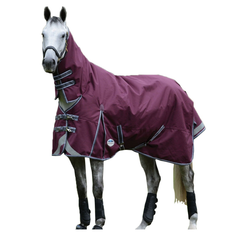 (4' 3", Maroon/Grey/White) Weatherbeeta Comfitec Plus Dynamic II Combo Neck Lightweight Horse Stable Rug