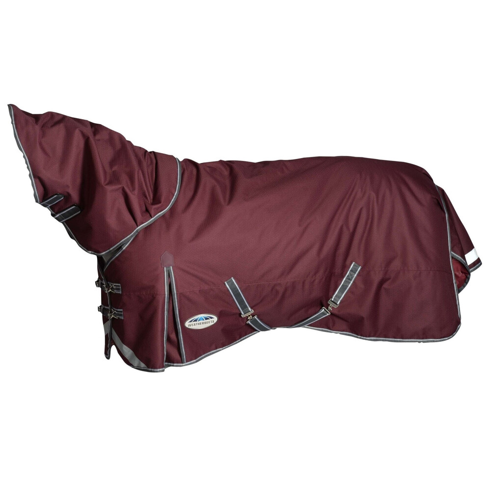 (5', Maroon/Grey/White) Weatherbeeta Comfitec Plus Dynamic II Detachable Neck Lightweight Horse Turnout Rug