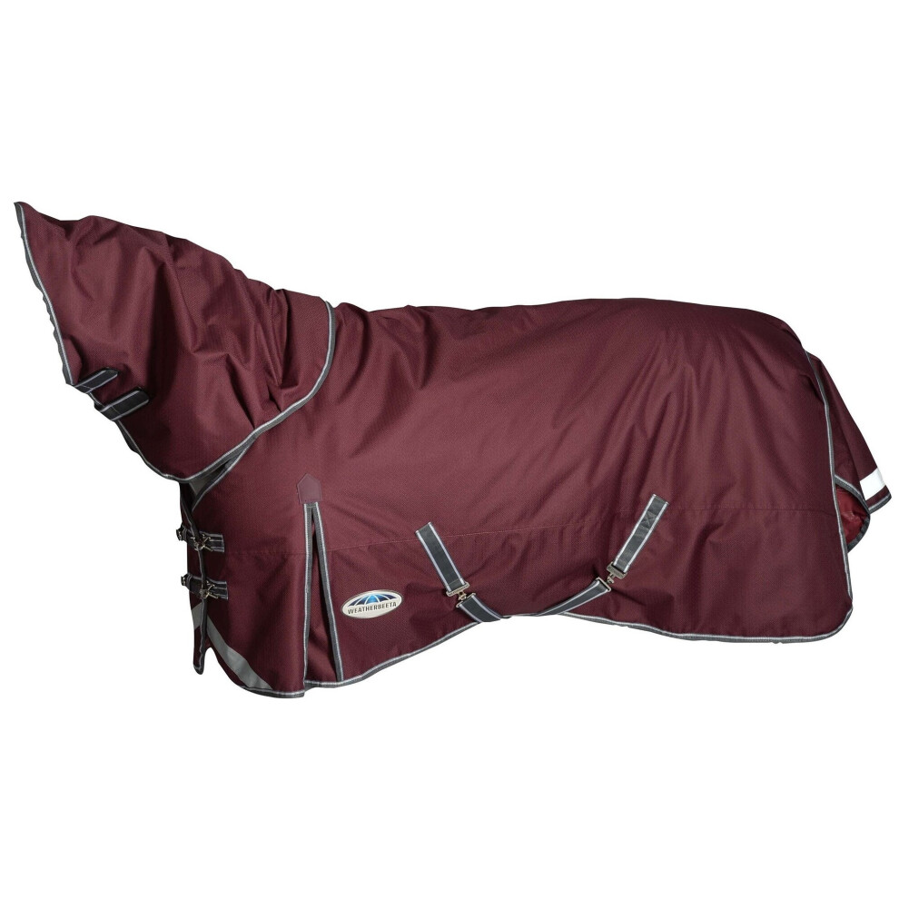 (4', Maroon/Grey/White) Weatherbeeta Comfitec Plus Dynamic II Detachable Neck Midweight Horse Turnout Rug