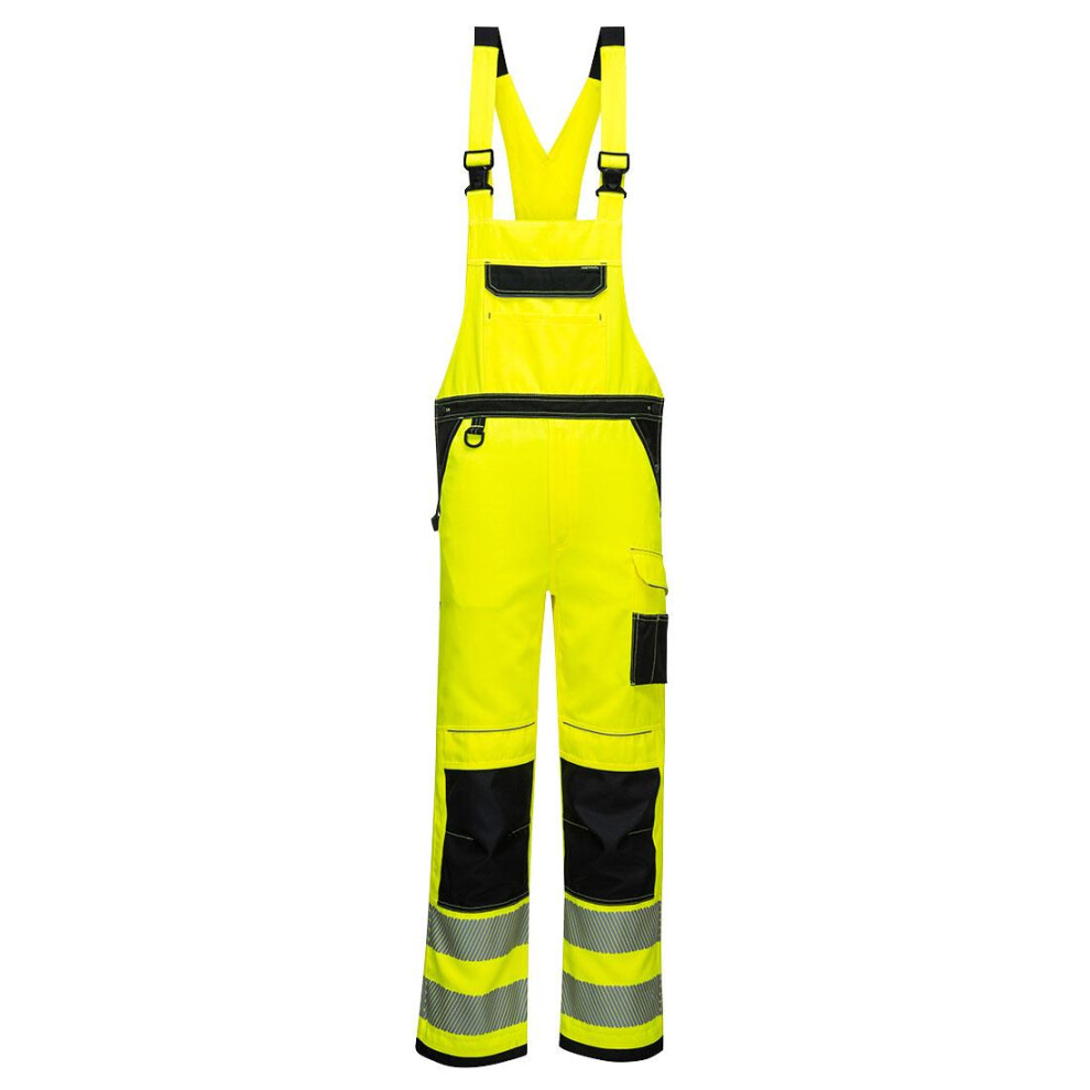 (L, Yellow/Black) Portwest Mens PW3 Hi-Vis Bib And Brace Overall