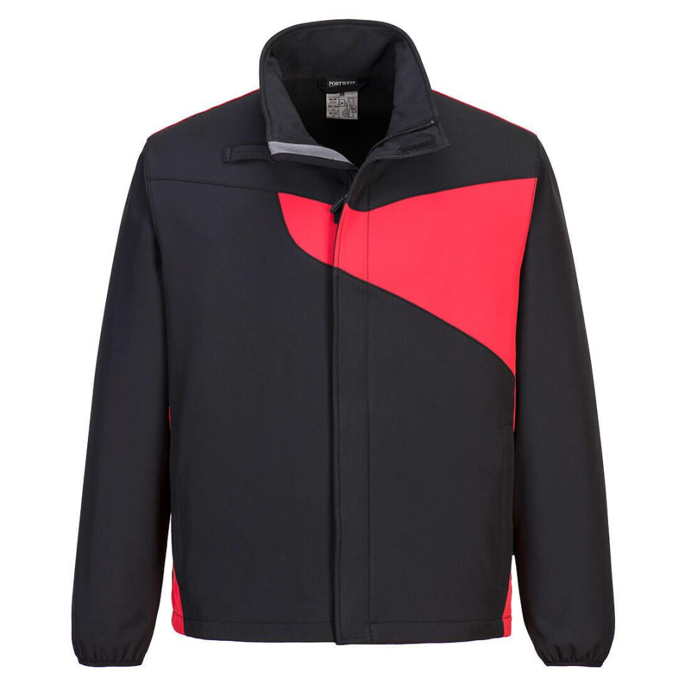 (M, Black/Red) Portwest Mens PW2 Softshell Jacket