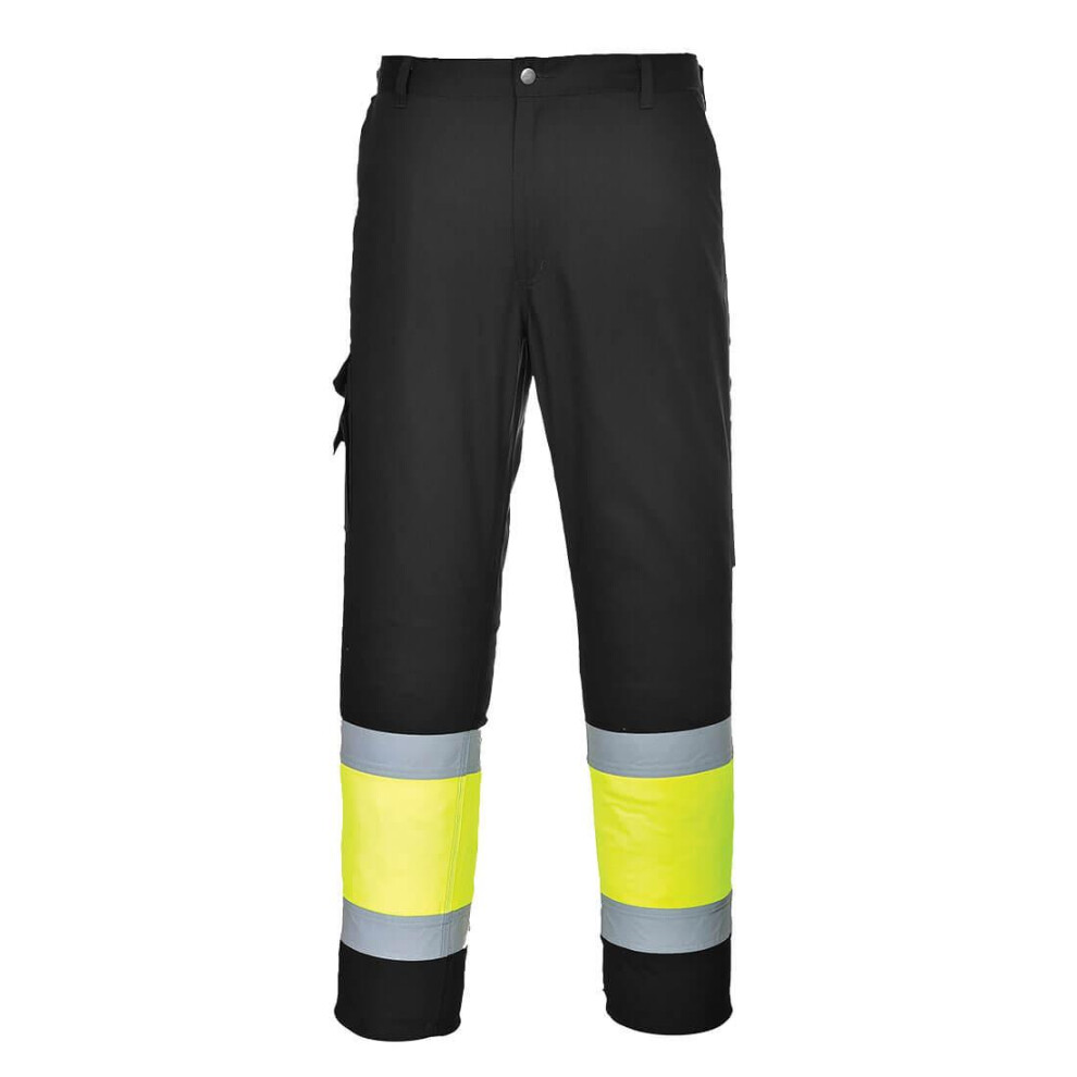 (S R, Yellow/Black) Portwest Mens Contrast Hi-Vis Work Trousers