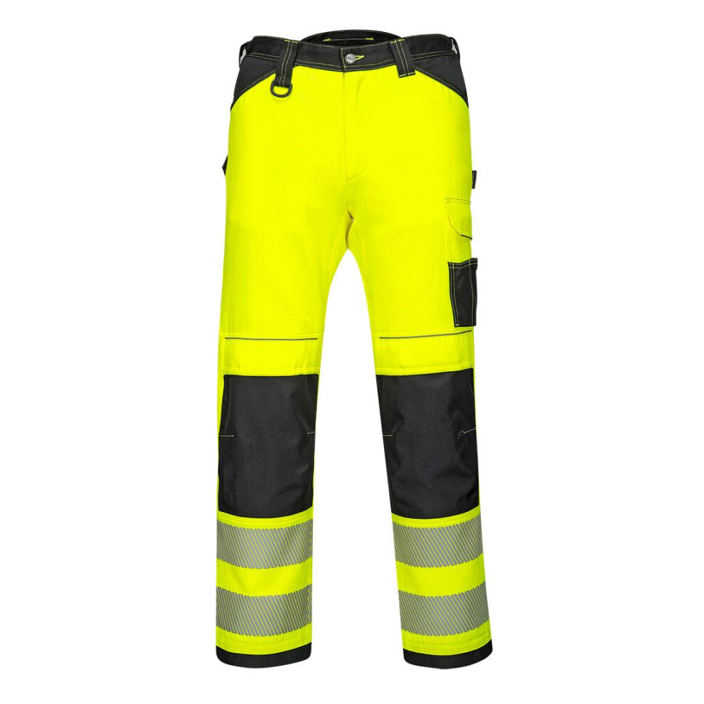 (34R, Yellow/Black) Portwest Mens PW3 Hi-Vis Work Trousers