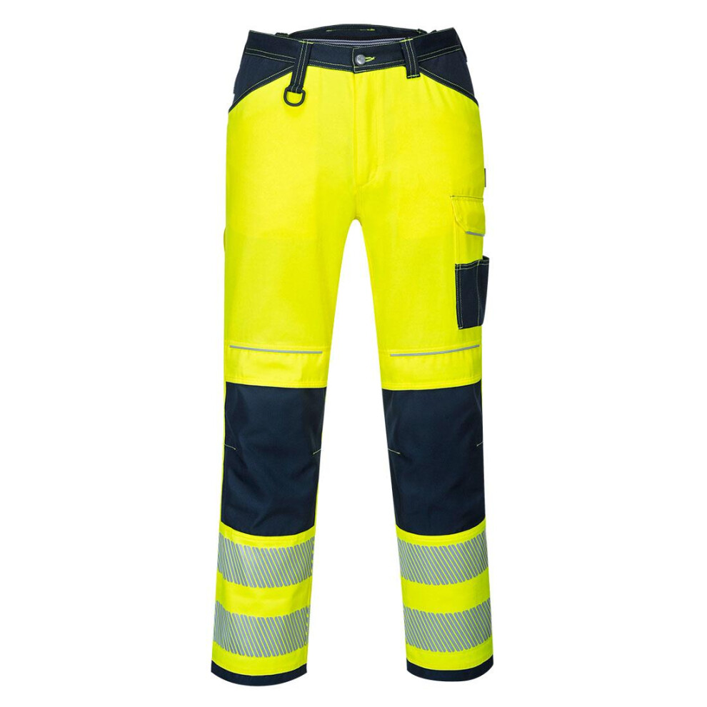 (48R, Yellow/Navy) Portwest Mens PW3 Hi-Vis Work Trousers