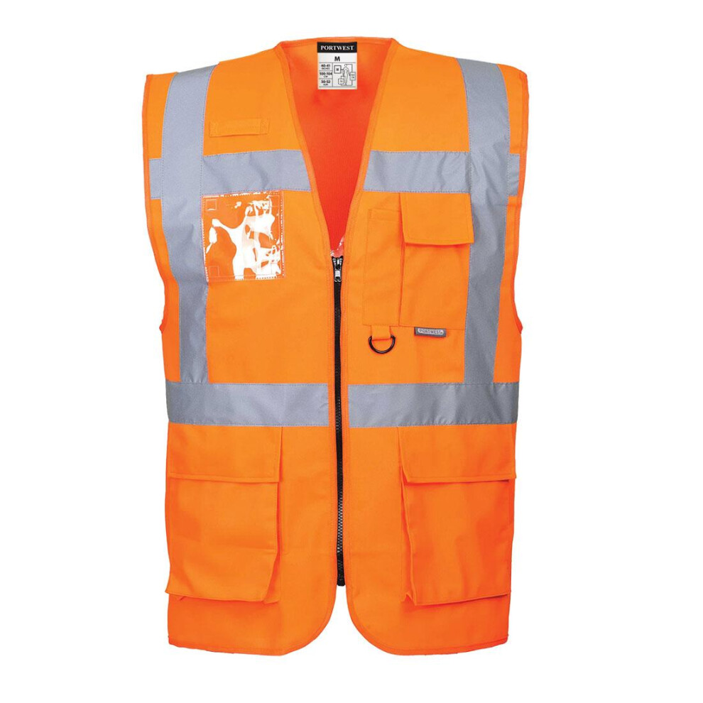 (4XL, Orange) Portwest Mens Berlin Safety Hi-Vis Vest