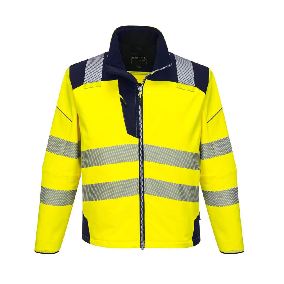 (XL, Yellow/Navy) Portwest Mens PW3 Softshell Hi-Vis Jacket