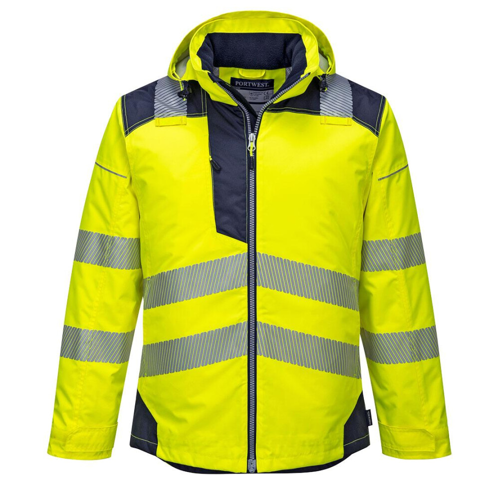 (M, Yellow/Navy) Portwest Mens PW3 Hi-Vis Winter Jacket