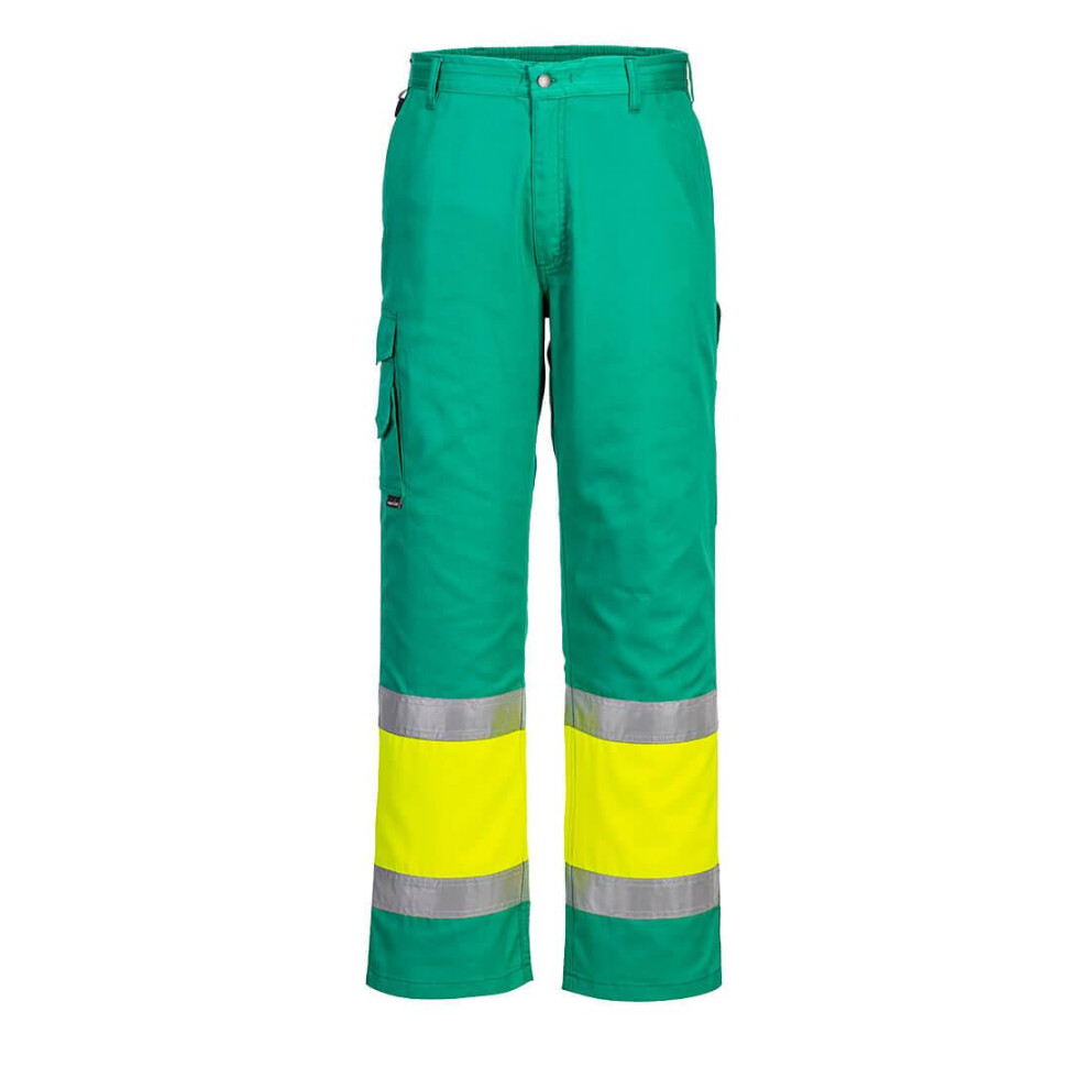 (L R, Yellow/Teal) Portwest Mens Contrast Hi-Vis Work Trousers