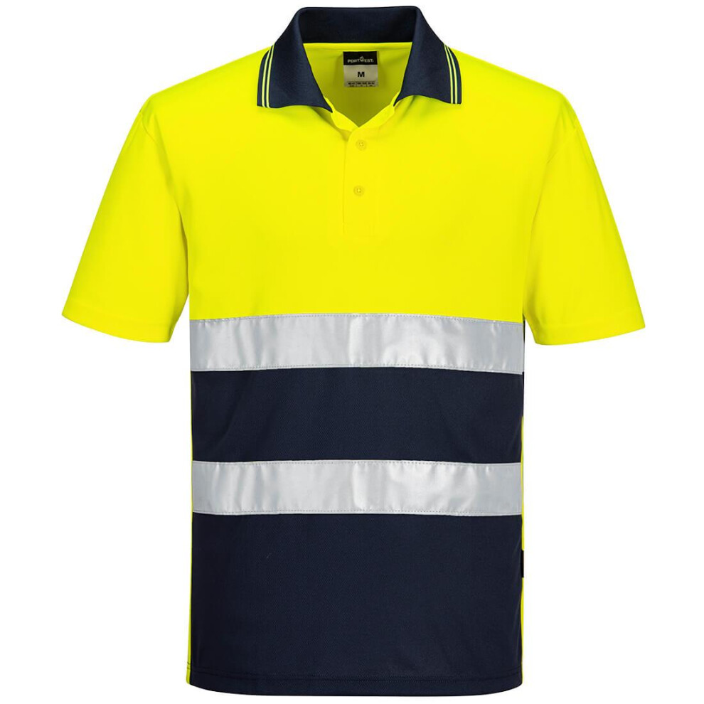 (3XL, Yellow/Navy) Portwest Mens Contrast Lightweight Hi-Vis Polo Shirt