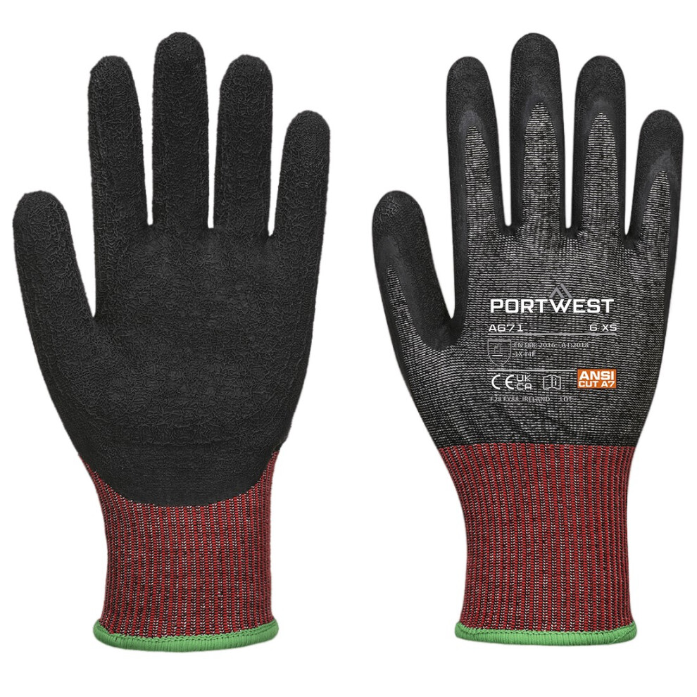 (XL, Black) Portwest Unisex Adult A671 CS F13 Latex Cut Resistant Gloves