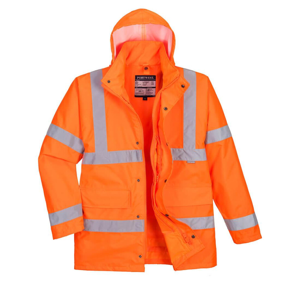 (M, Orange) Portwest Mens Hi-Vis 4 In 1 Safety Traffic Jacket