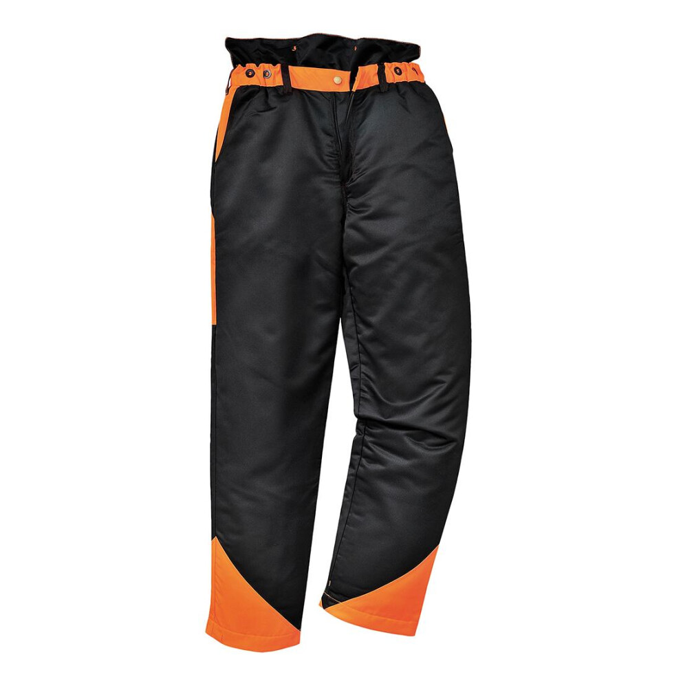 (XXL R, Black/Orange) Portwest Mens Oak Chainsaw Work Trousers