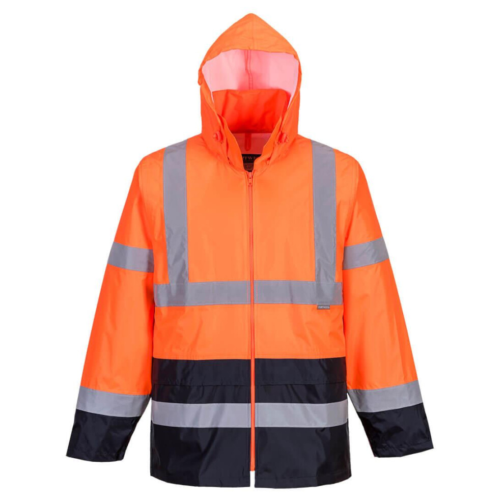 (L, Orange/Navy) Portwest Mens H443 Contrast High-Vis Work Jacket