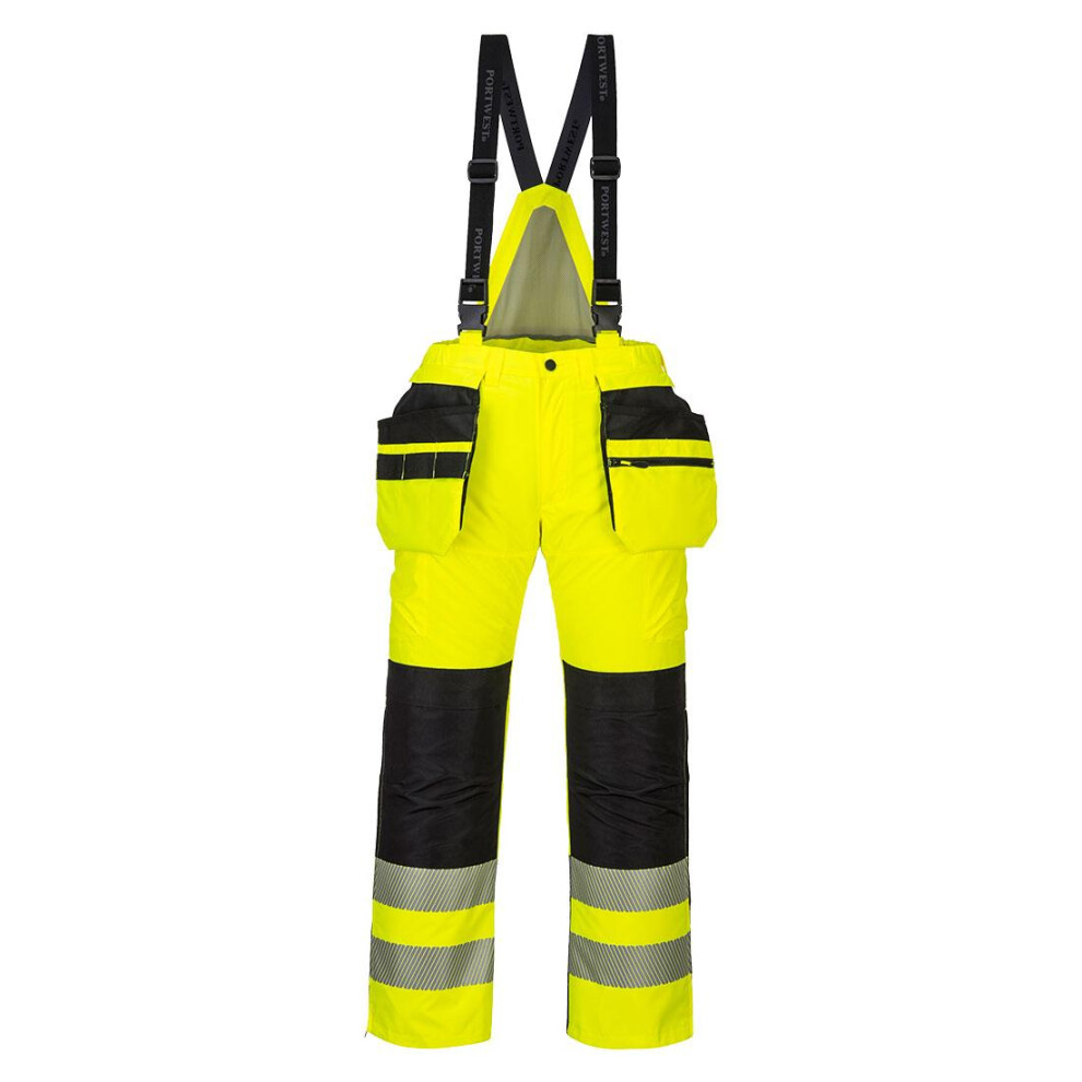 (34R, Yellow/Black) Portwest Mens PW3 Hi-Vis Work Trousers