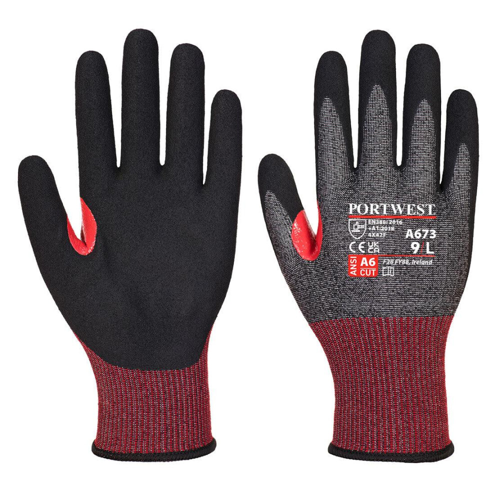 (M, Black) Portwest Unisex Adult A673 CS F18 Nitrile Cut Resistant Gloves