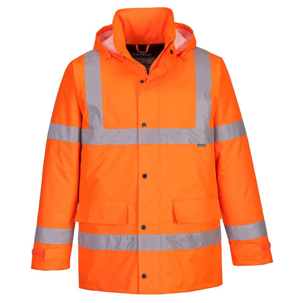 (L, Orange) Portwest Mens Hi-Vis Safety Traffic Jacket