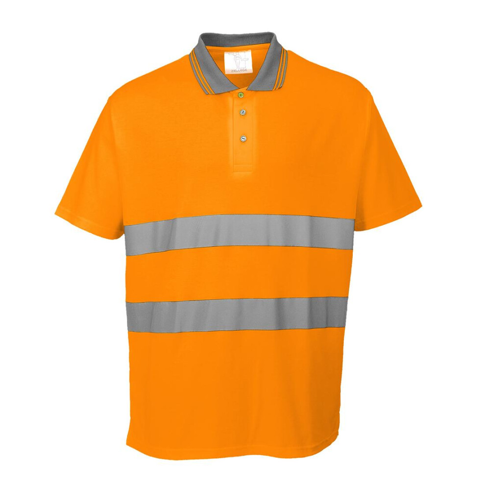 (L, Orange) Portwest Mens Hi-Vis Comfort Safety Polo Shirt