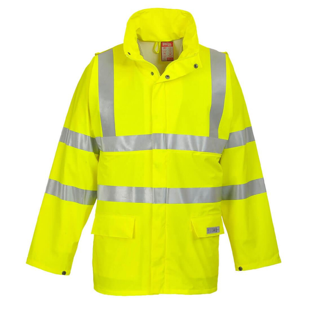 (4XL, Yellow) Portwest Mens Hi-Vis Sealtex Flame Hi-Vis Reflective Jacket