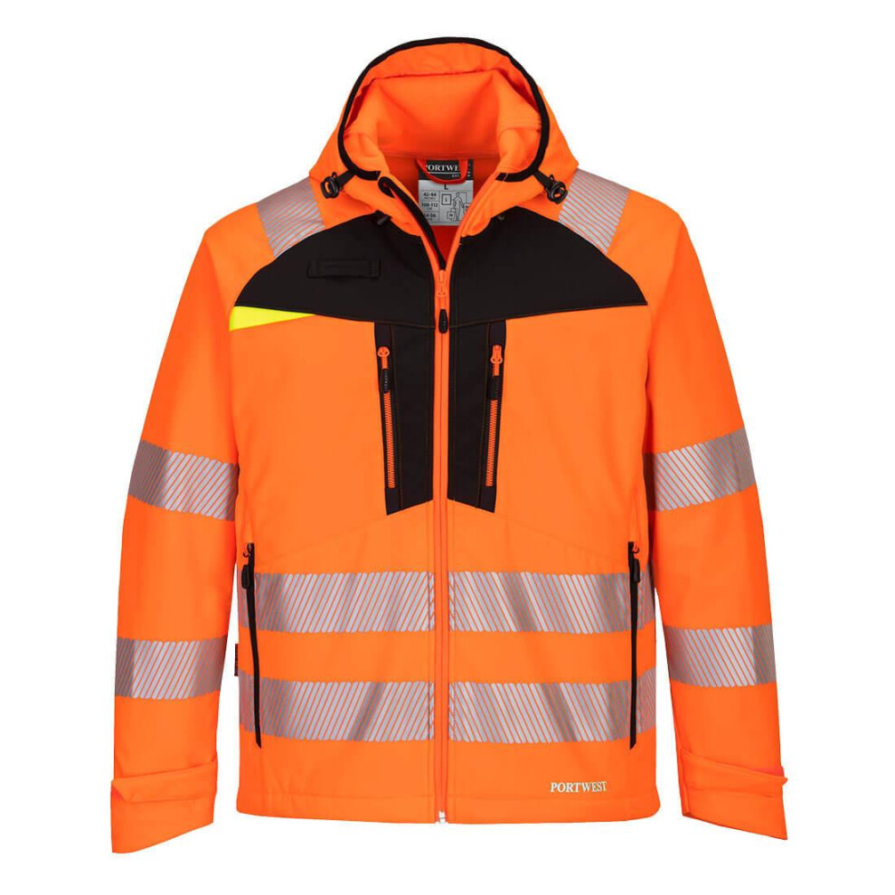 (4XL, Orange/Black) Portwest Mens DX4 Softshell Hi-Vis Safety Jacket