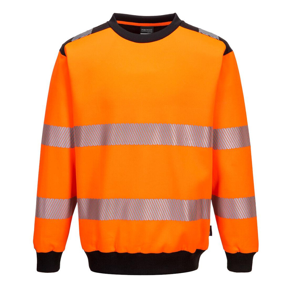 (M, Orange/Black) Portwest Mens PW3 Hi-Vis Safety Sweatshirt