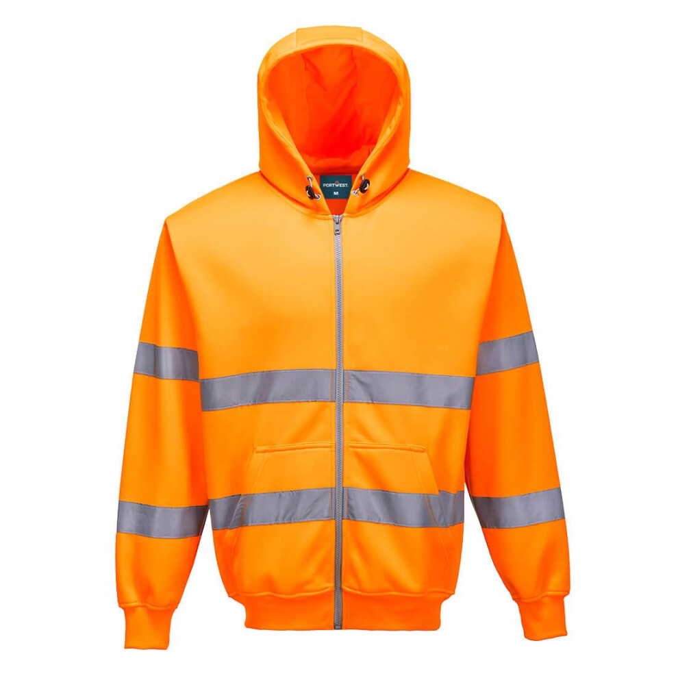 (M, Orange) Portwest Mens Hi-Vis Safety Full Zip Hoodie