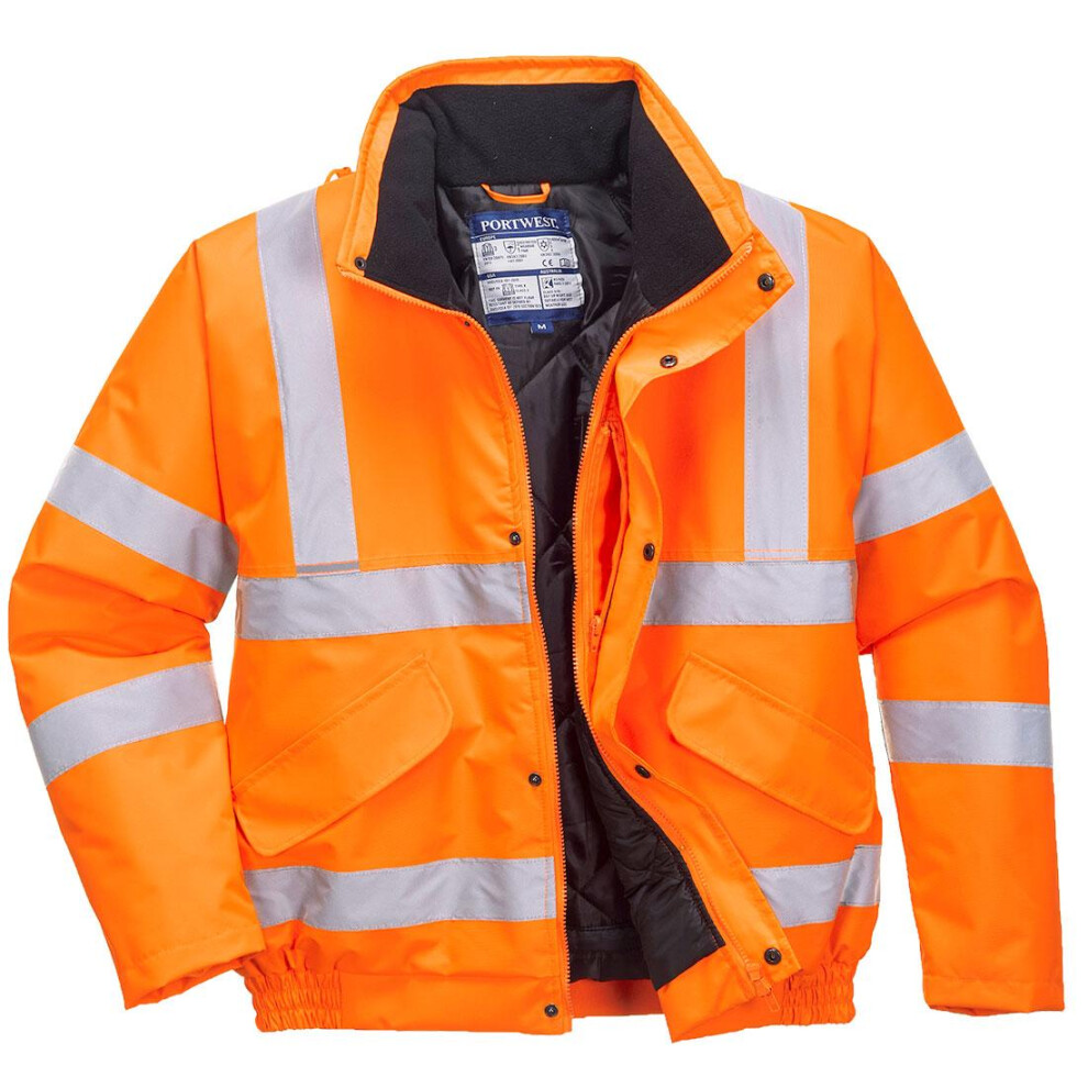 (M, Orange) Portwest Mens Hi-Vis Safety Bomber Jacket