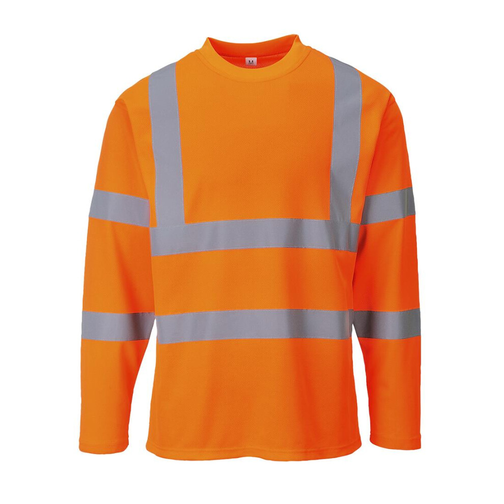 (M, Orange) Portwest Mens Hi-Vis Comfort Long-Sleeved Safety T-Shirt