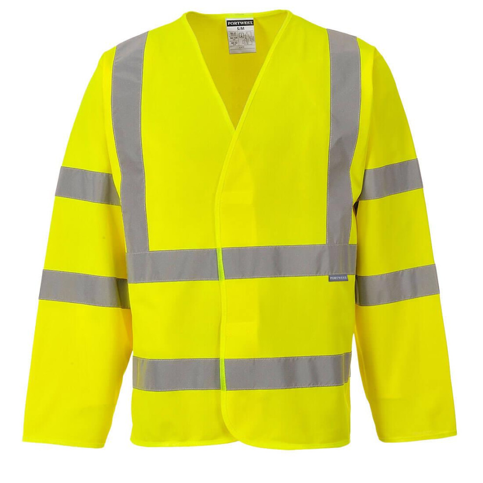 (S-M, Yellow) Portwest Mens Band & Brace High-Vis Long-Sleeved Jacket