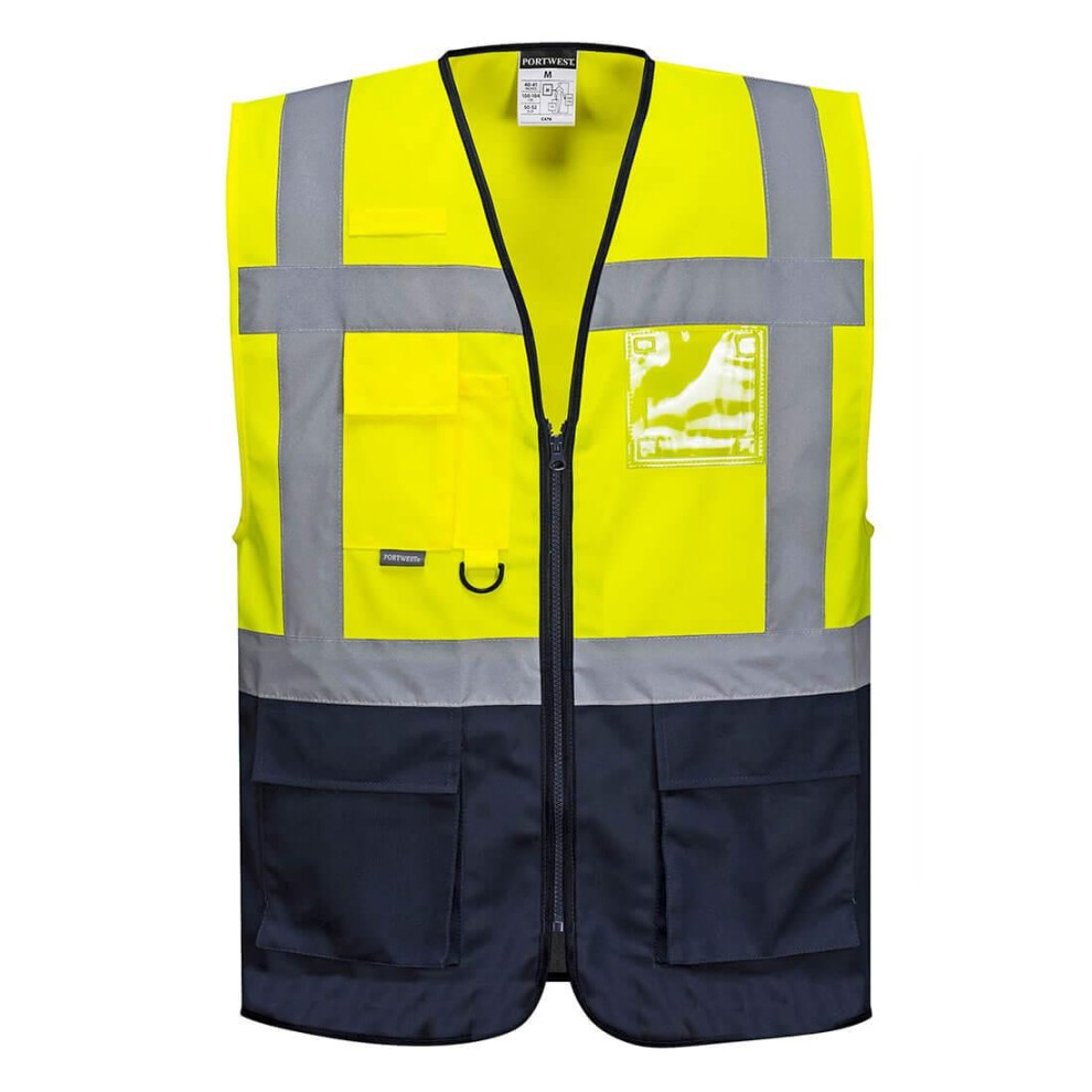 (XXL, Yellow/Navy) Portwest Mens Warsaw Contrast Hi-Vis Vest