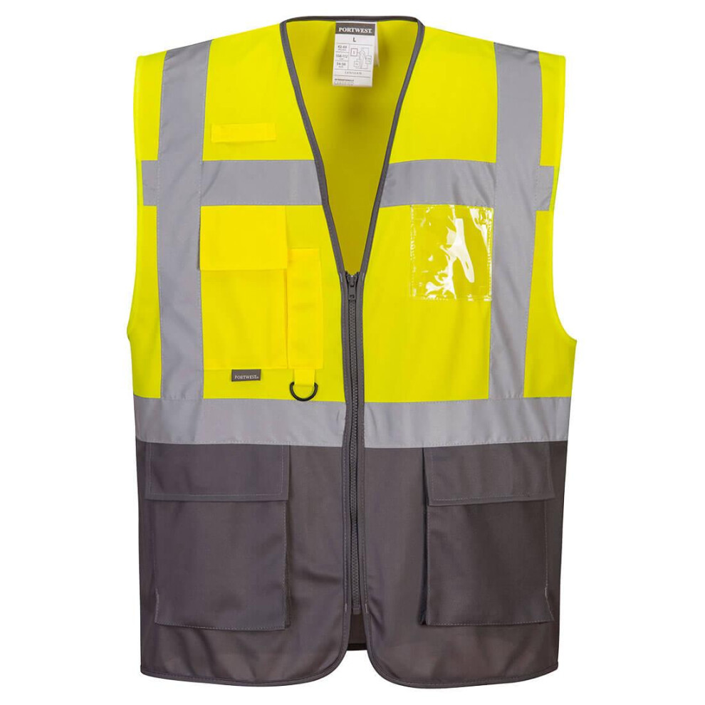 (XXL, Yellow/Grey) Portwest Mens Warsaw Contrast Hi-Vis Vest