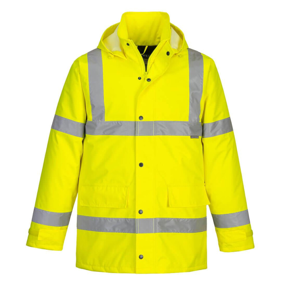 (M, Yellow) Portwest Mens Hi-Vis Winter Traffic Jacket