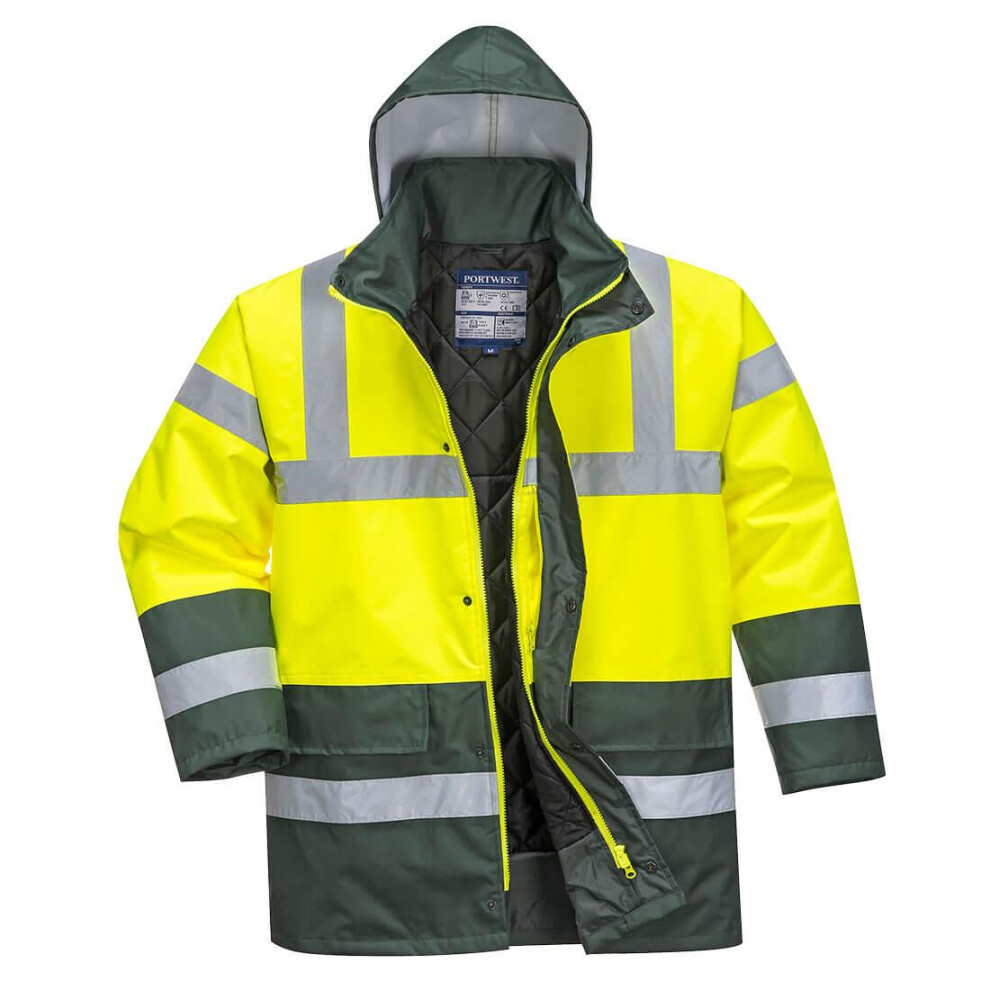 (L, Yellow/Green) Portwest Mens Contrast Hi-Vis Winter Traffic Jacket