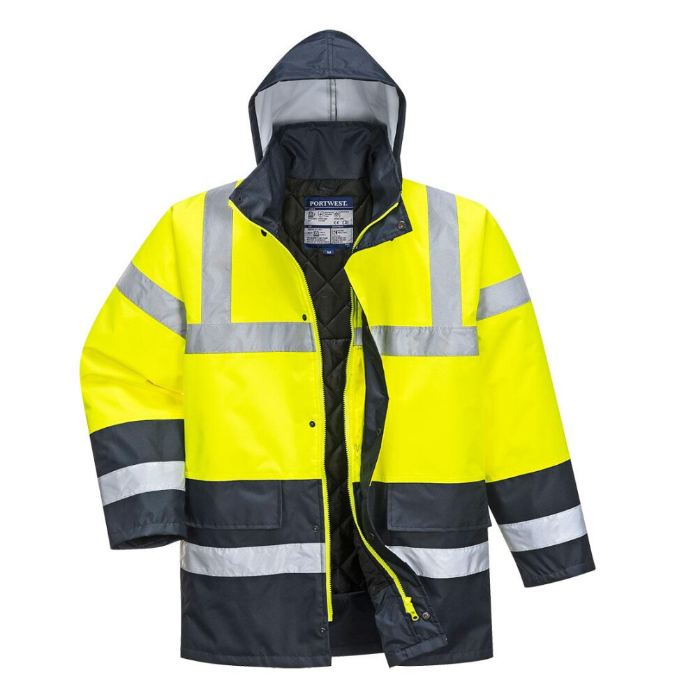 (5XL, Yellow) Portwest Mens Contrast Hi-Vis Winter Traffic Jacket