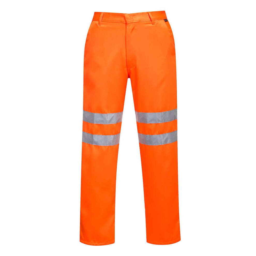 (5XL R, Orange) Portwest Mens Polycotton Hi-Vis Safety Work Trousers