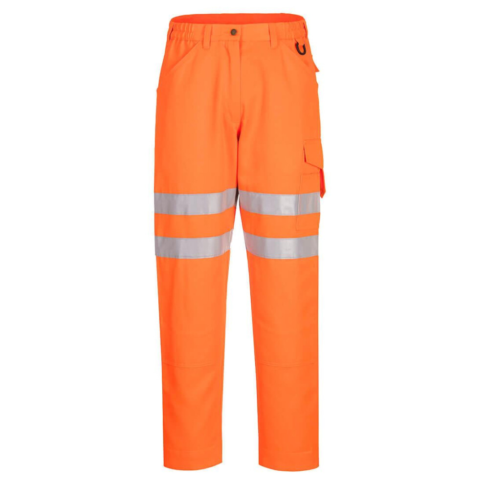 (33R, Orange) Portwest Mens Eco Friendly Hi-Vis Safety Work Trousers