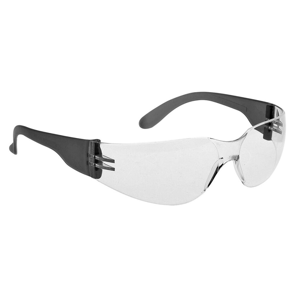 (One Size, Clear/Black) Portwest Wrap Around Safety Glasses