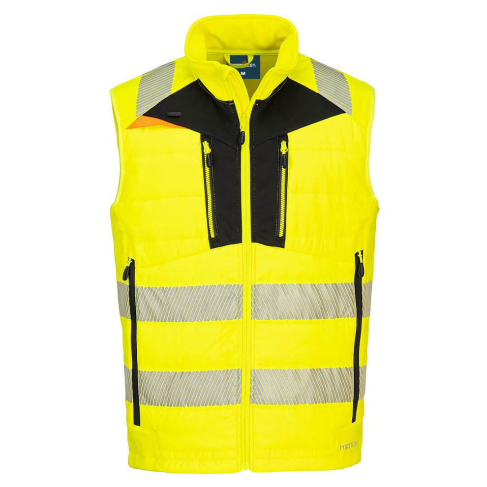 (XL, Yellow/Black) Portwest Mens Softshell Hi-Vis Body Warmer