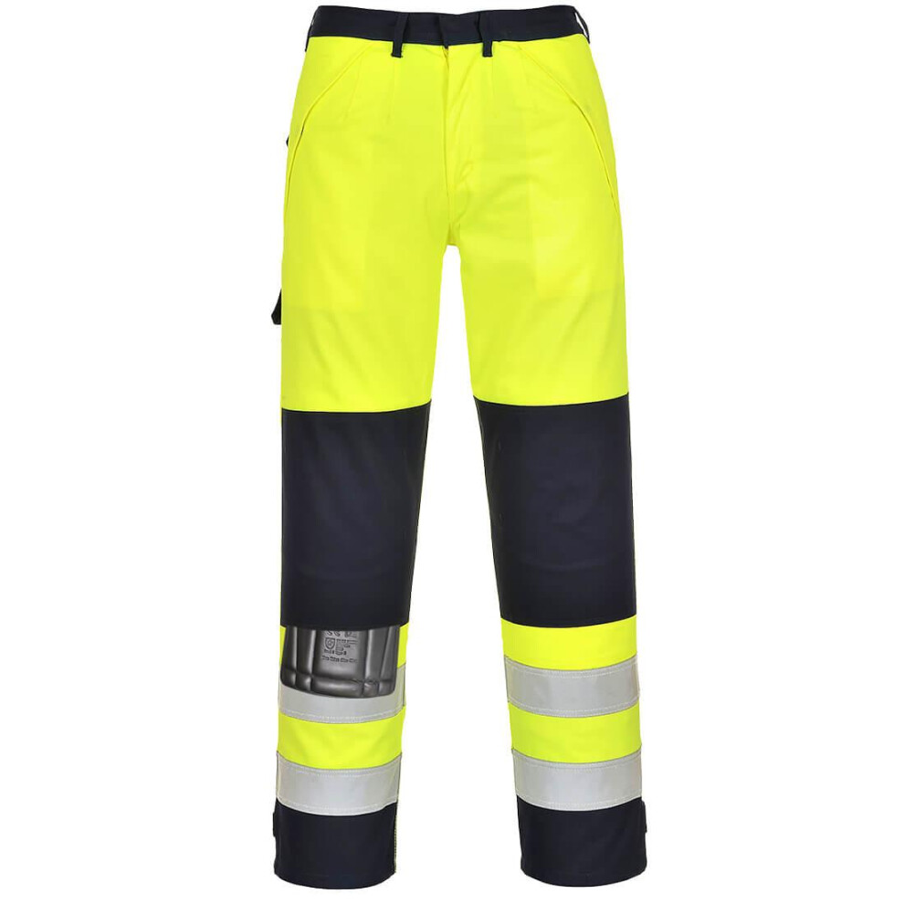 (XL R, Yellow/Navy) Portwest Mens Hi-Vis Multi-Norm Trousers