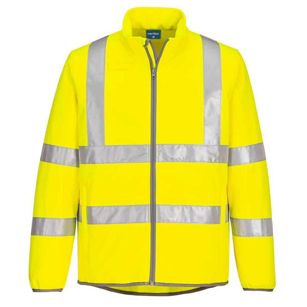 (S, Yellow) Portwest Mens Hi-Vis Eco Friendly 2 Layer Soft Shell Jacket